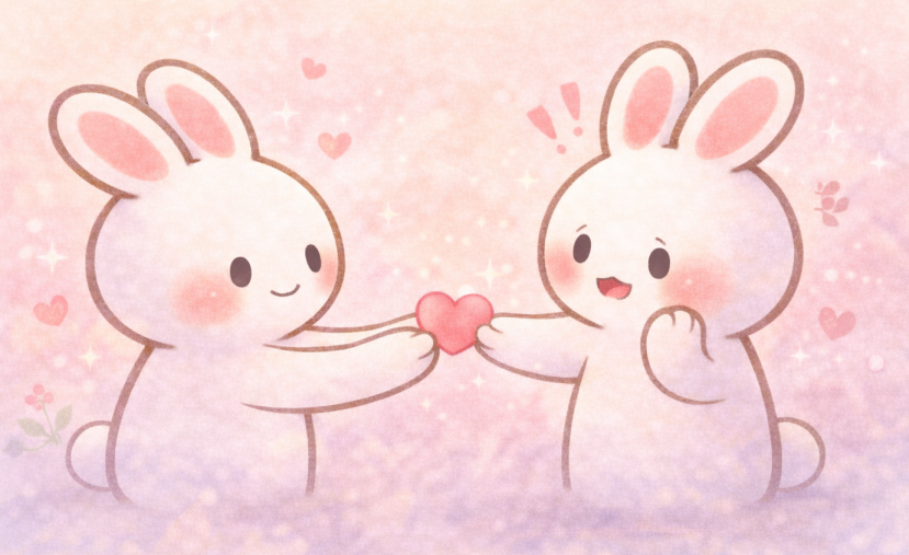 うさぎたちとハートの贈り物