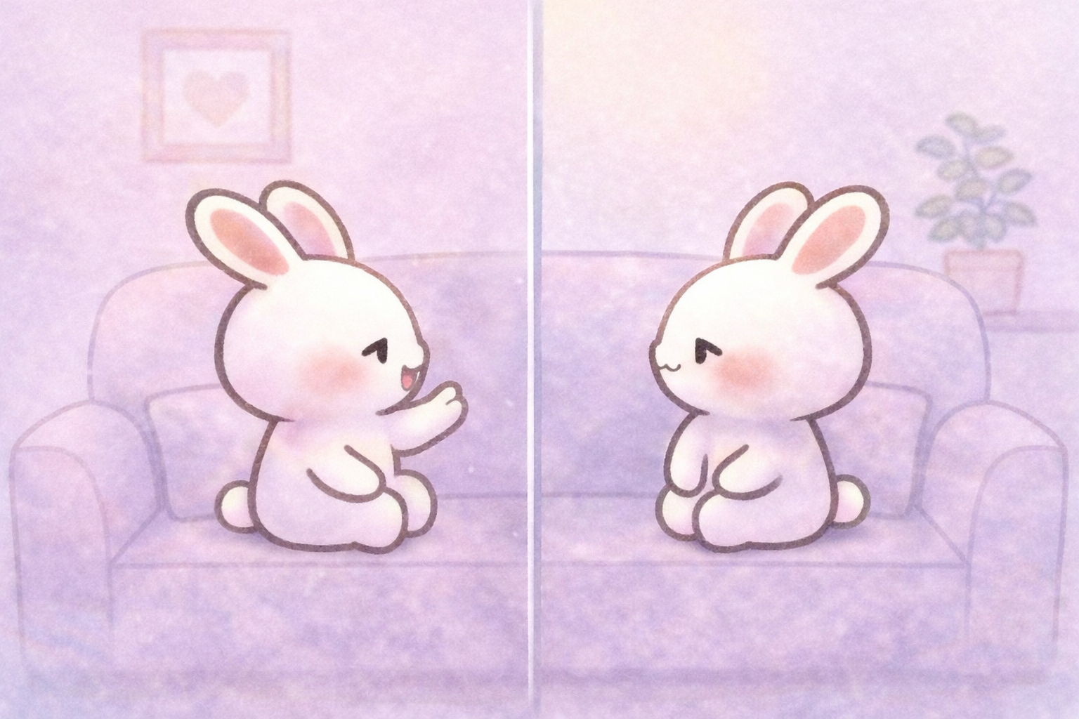 ガラス越しのかわいいうさぎたち