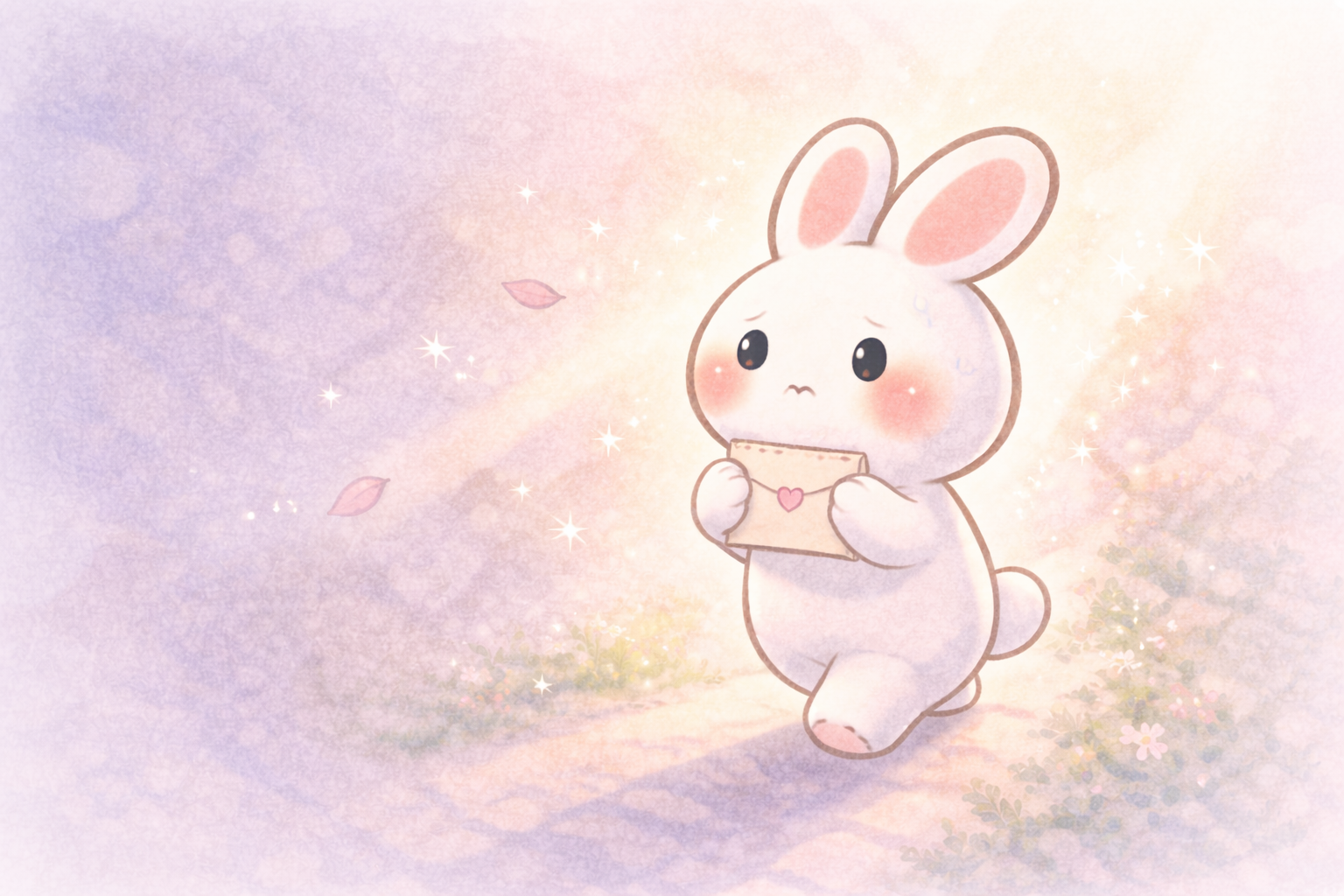 手紙を持つ小さなうさぎ